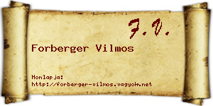 Forberger Vilmos névjegykártya